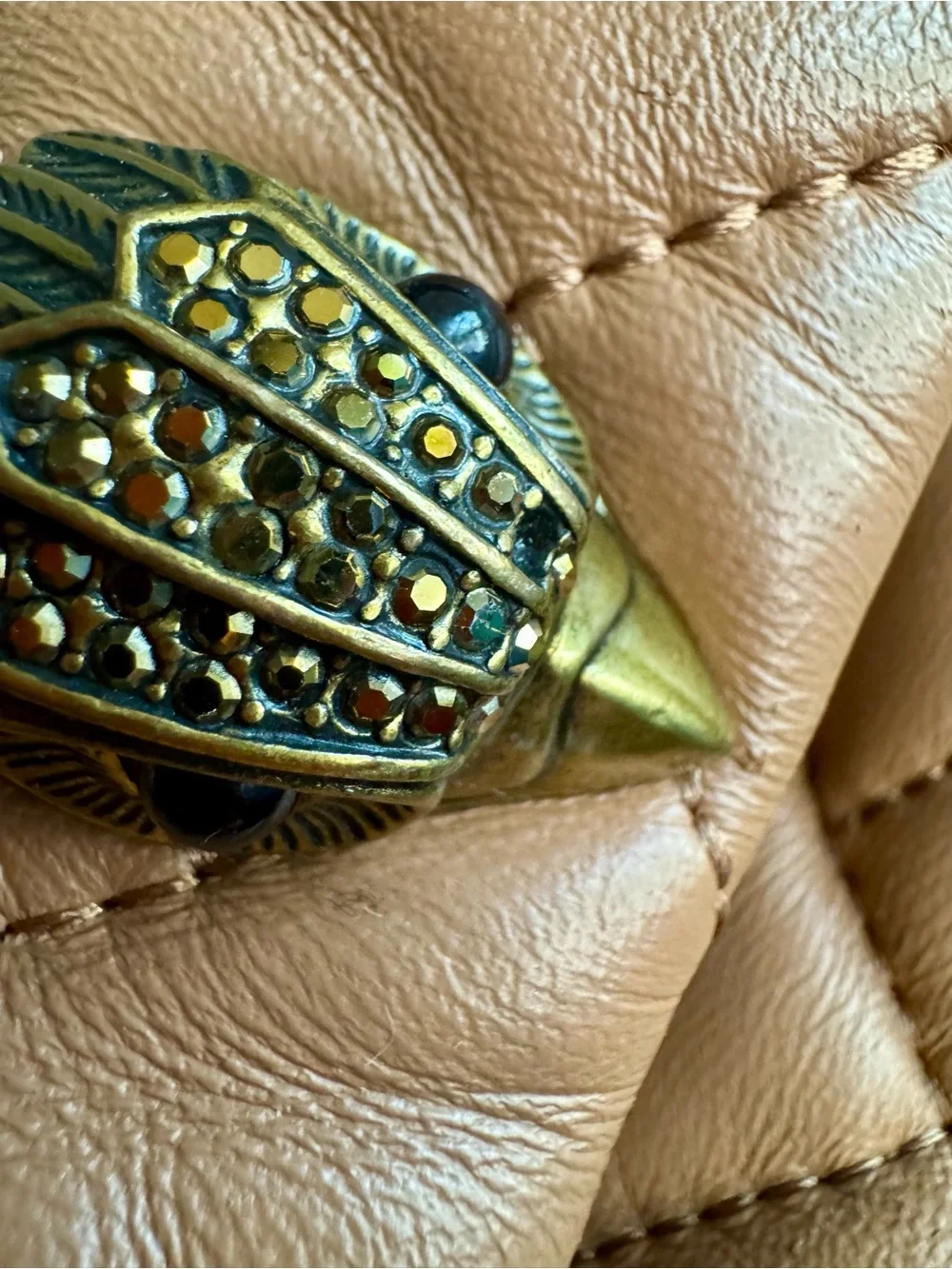 Kurt Geiger Tan Quilted Kensington XXL Leather Gold Hardware